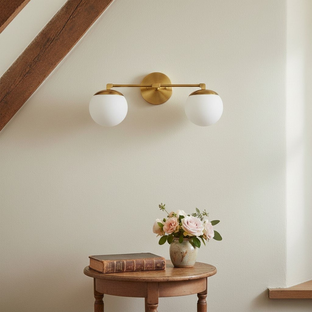 Glorica Glazen Badkamerlamp - Art Deco Messing Wandlamp Modern HL1754