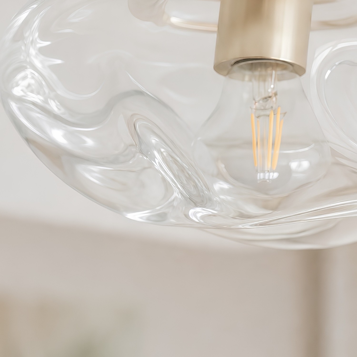 Lightail plafondlamp - iriserend glas met messing voet HL1367