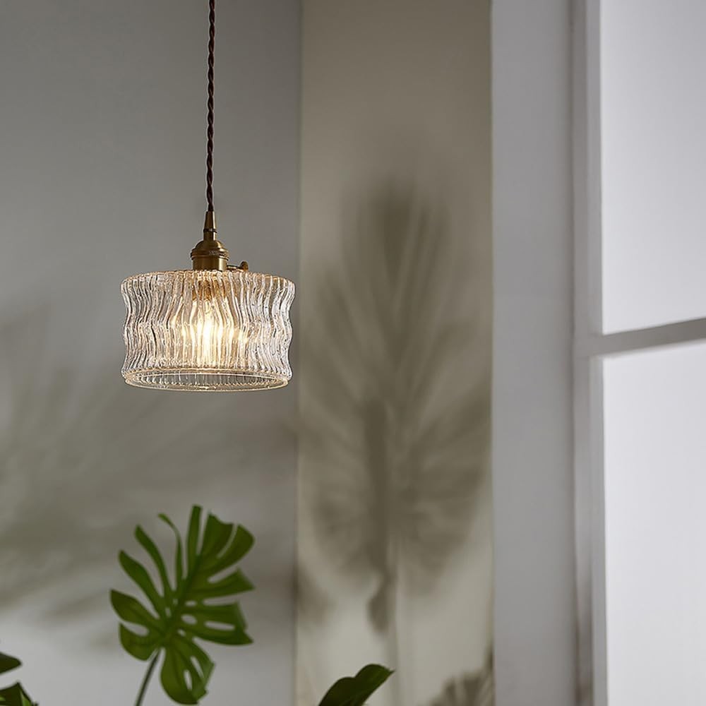Antiek helder geribbeld glas Slaapkamer keuken hanglamp HL48