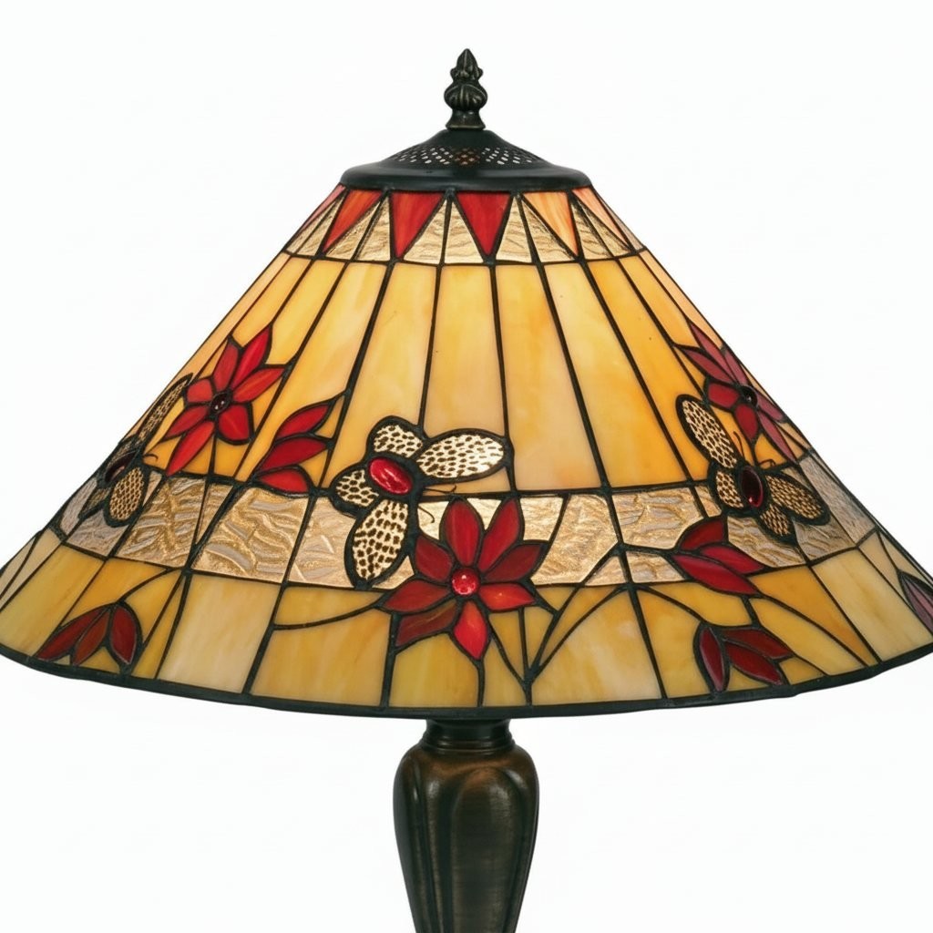 TF Butterfly Tafellamp - Tafellamp met handgesneden glas-in-loodkap voor woonkamer en slaapkamer HL2052