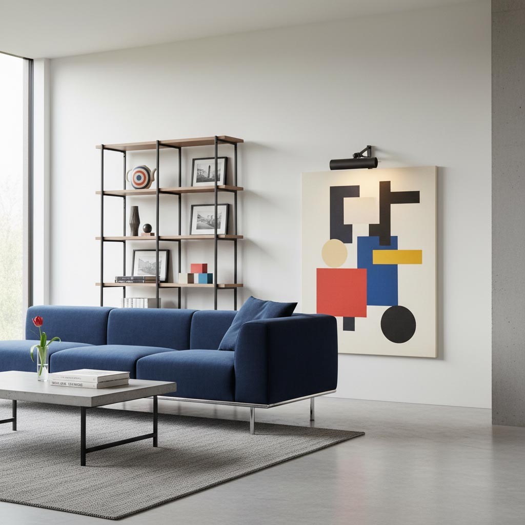 Libris Cilindervormige Schilderijlamp - Wandlamp met Metalen Kap voor Woonkamer of Slaapkamer HL2373
