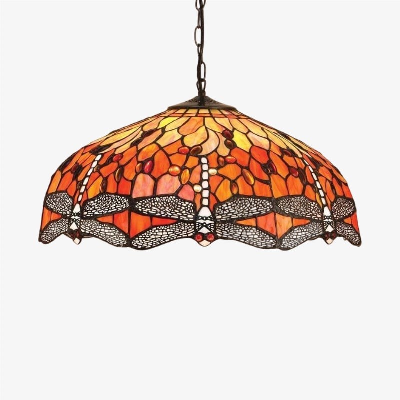 TF Dragonfly Tiffany hanglamp - Art Nouveau hanglamp met glas-in-lood voor de woonkamer HL2045
