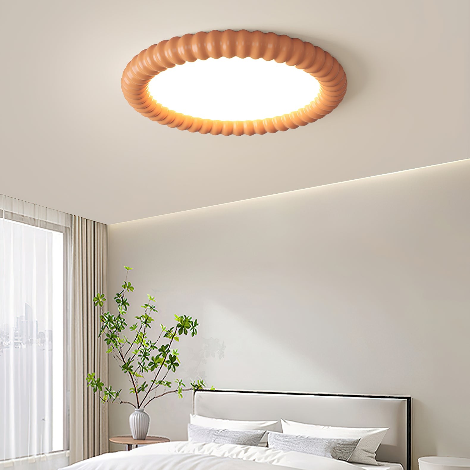 Crèmekleurige stijl rimpelring plafondlamp HL774