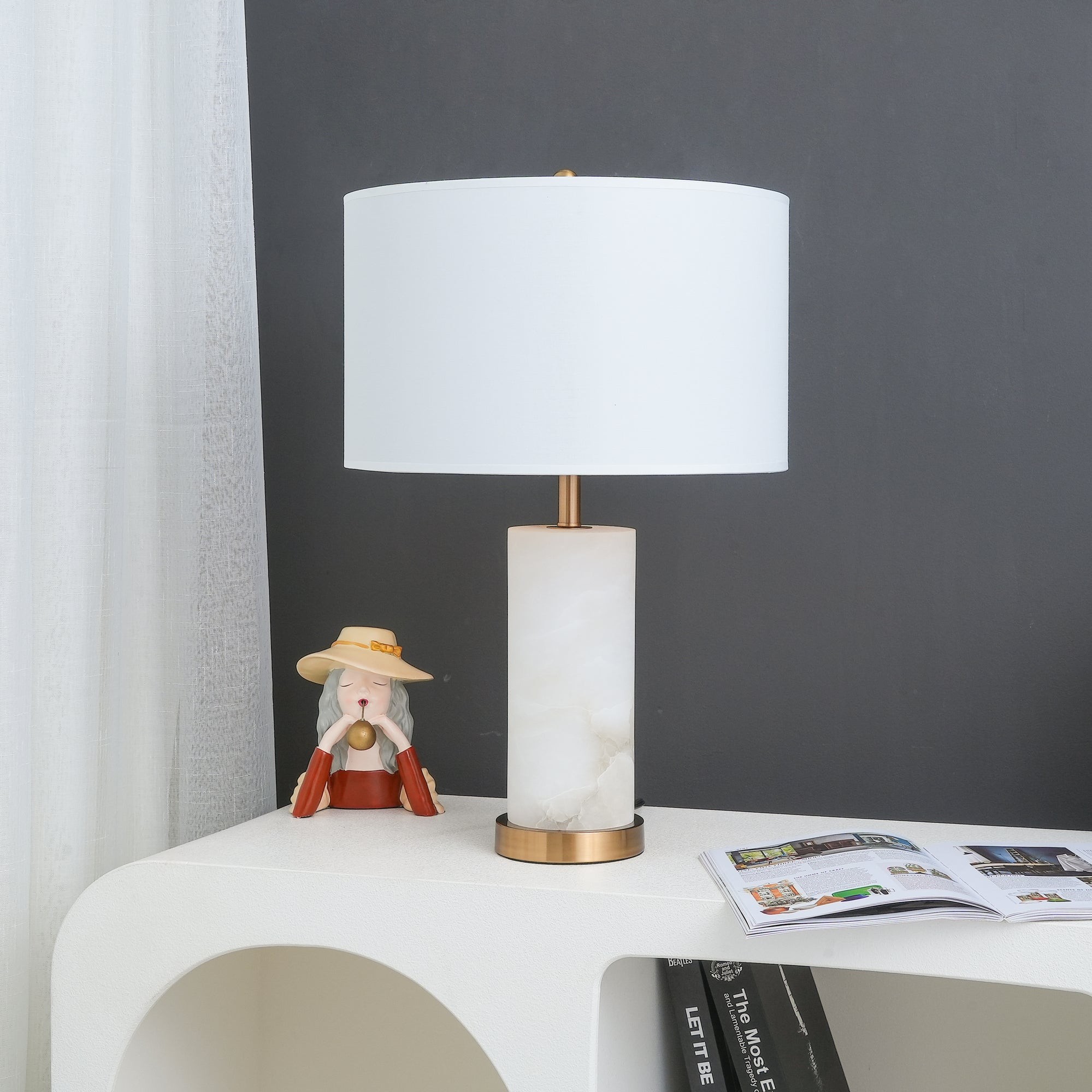 Postmoderne lichte luxe albasten tafellamp HL602