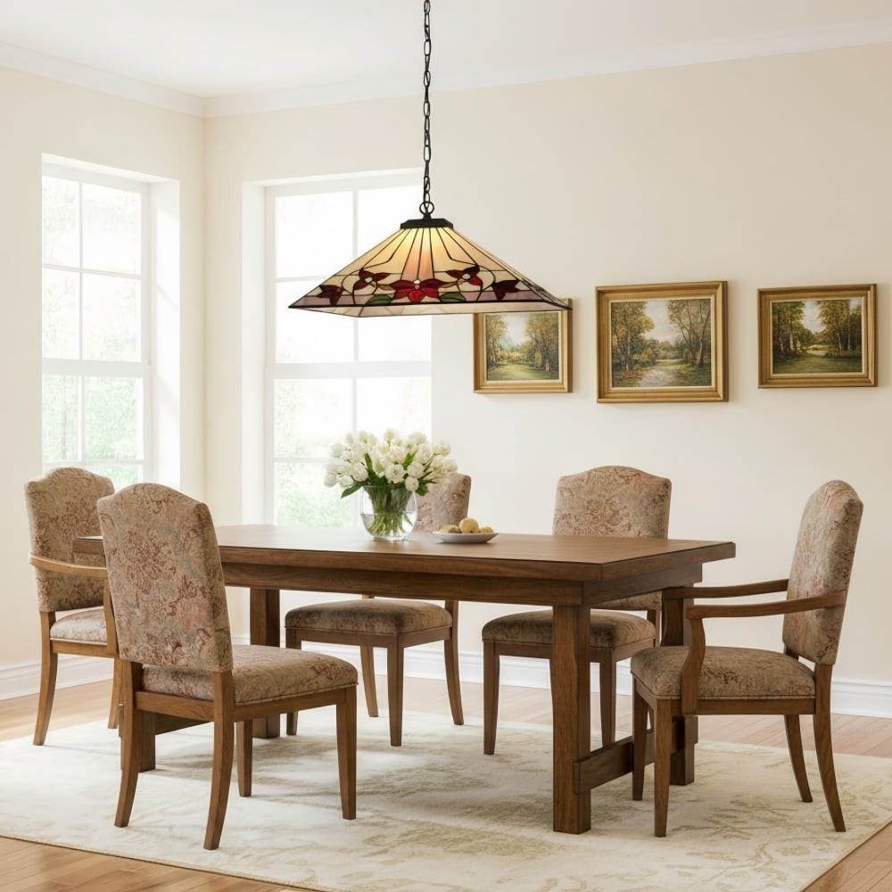TF Camillo Klassieke Hanglamp met Patroon - Glas-in-loodlamp voor Slaapkamer of Hal HL2005