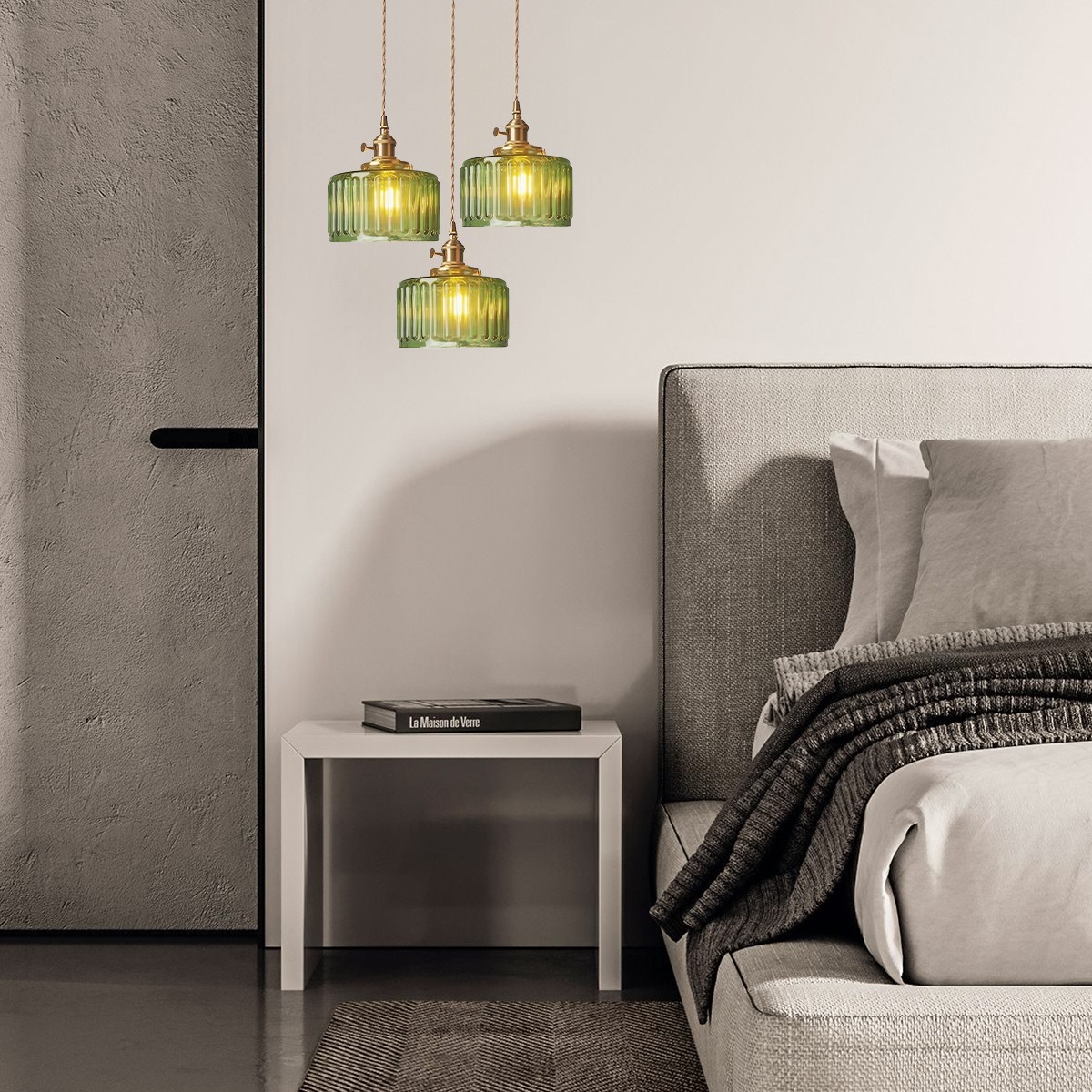 Retro Korte Cilinder Golvende Glazen Hanglamp HL315