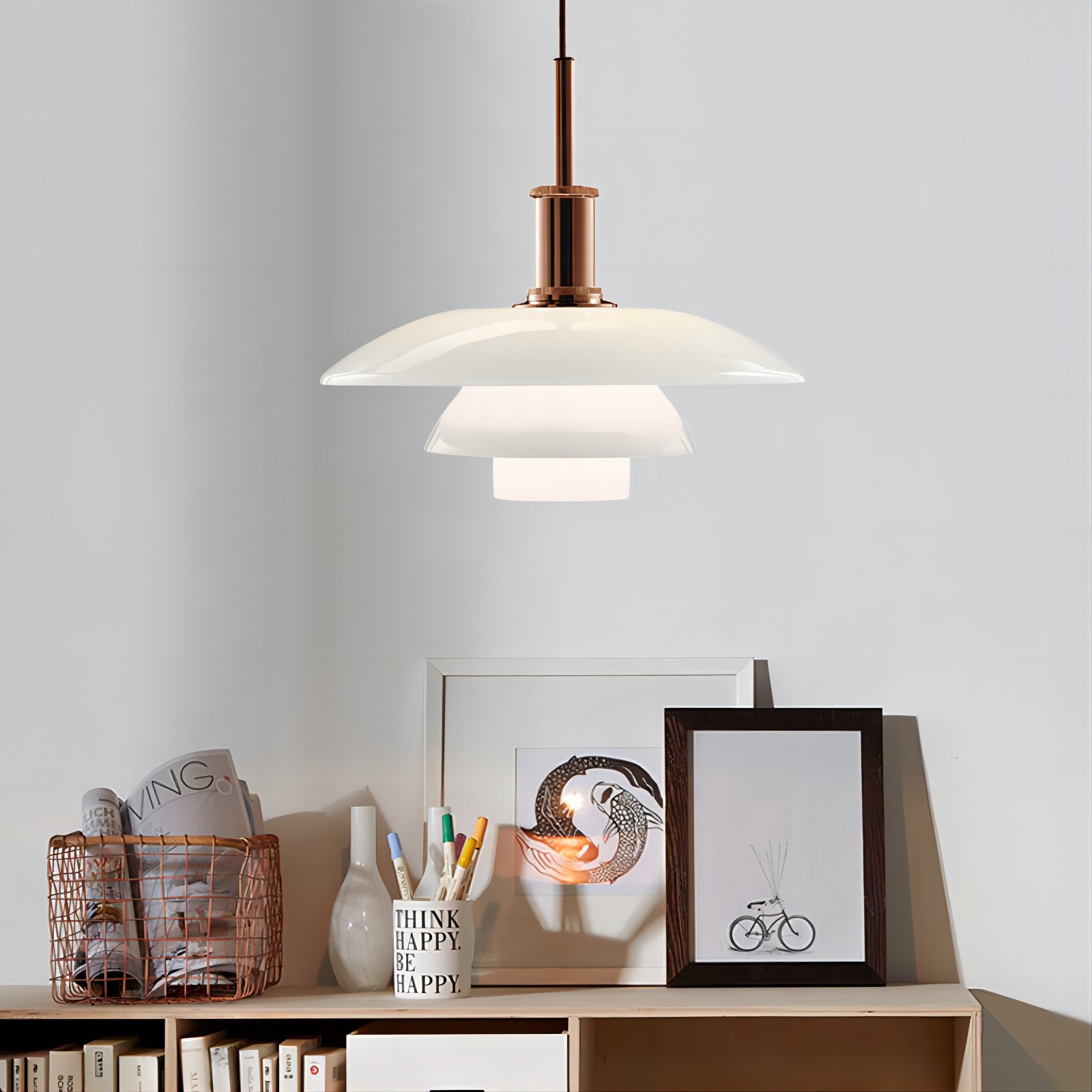 Klassieke Opaalglas Eettafel Hanglamp