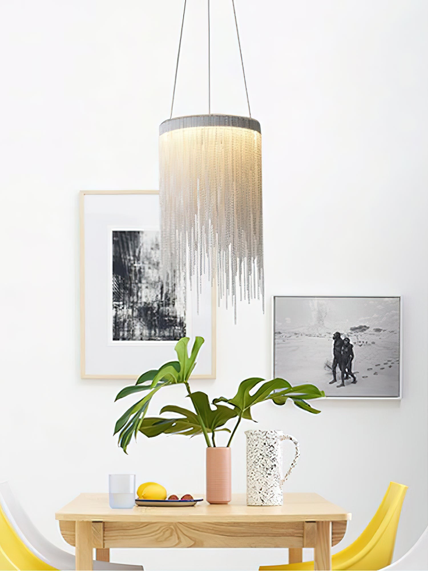 Hanglamp met aluminium ketting en kwastjes HL1181