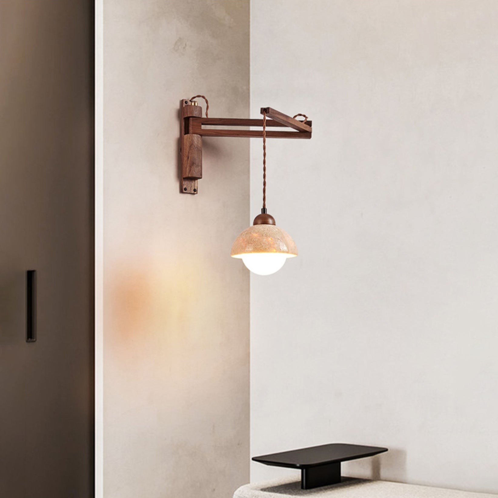 Tia Travertin Wandlamp met zwenkarm en stekker HL3238