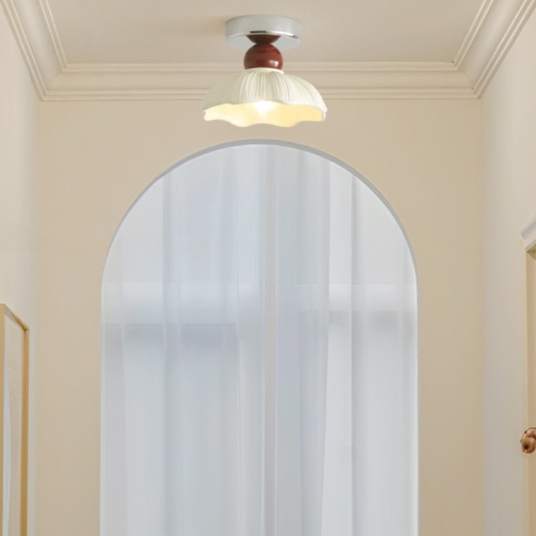 Nordic Retro Bloemblaadje Crème Plafondlamp HL229