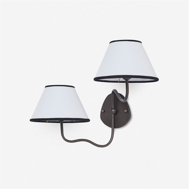 Kulo stoffen wandlamp – moderne wandlamp met dubbele arm van linnen voor de woonkamer HL1785