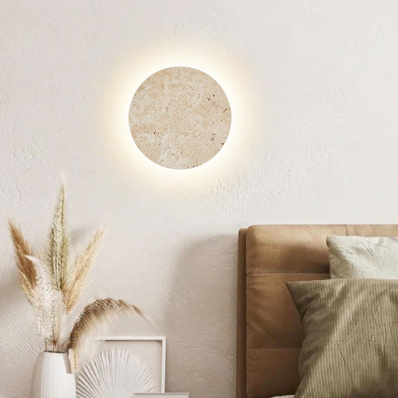 Travertijn stenen ronde wandlamp HL1270