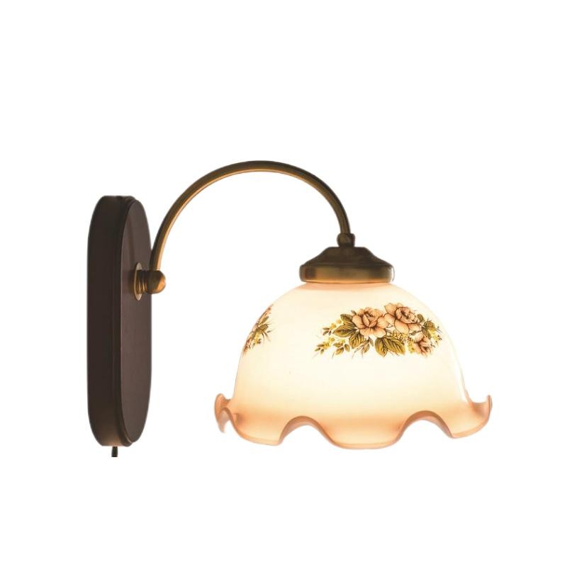 Mid Century Vintage Bloem Glazen Wandlamp HL24