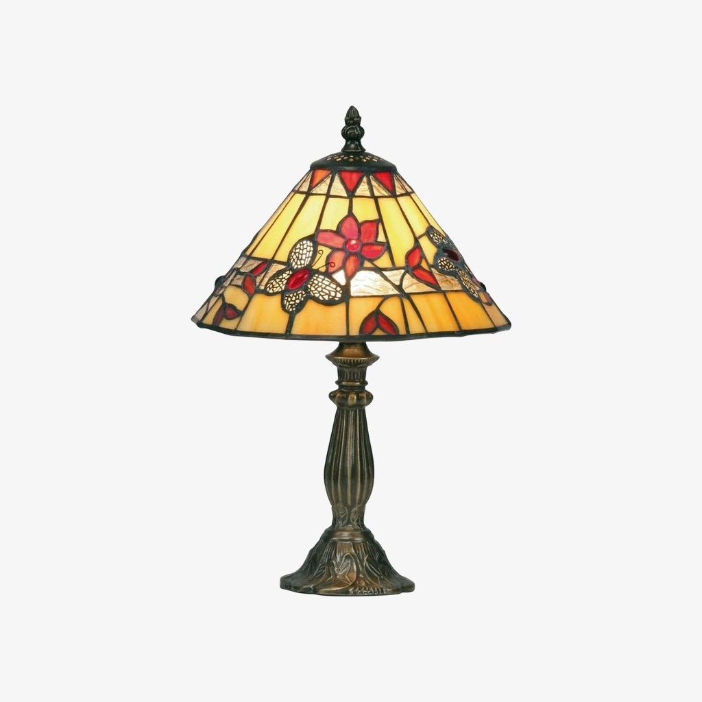 TF Butterfly Tafellamp - Tafellamp met handgesneden glas-in-loodkap voor woonkamer en slaapkamer HL2052