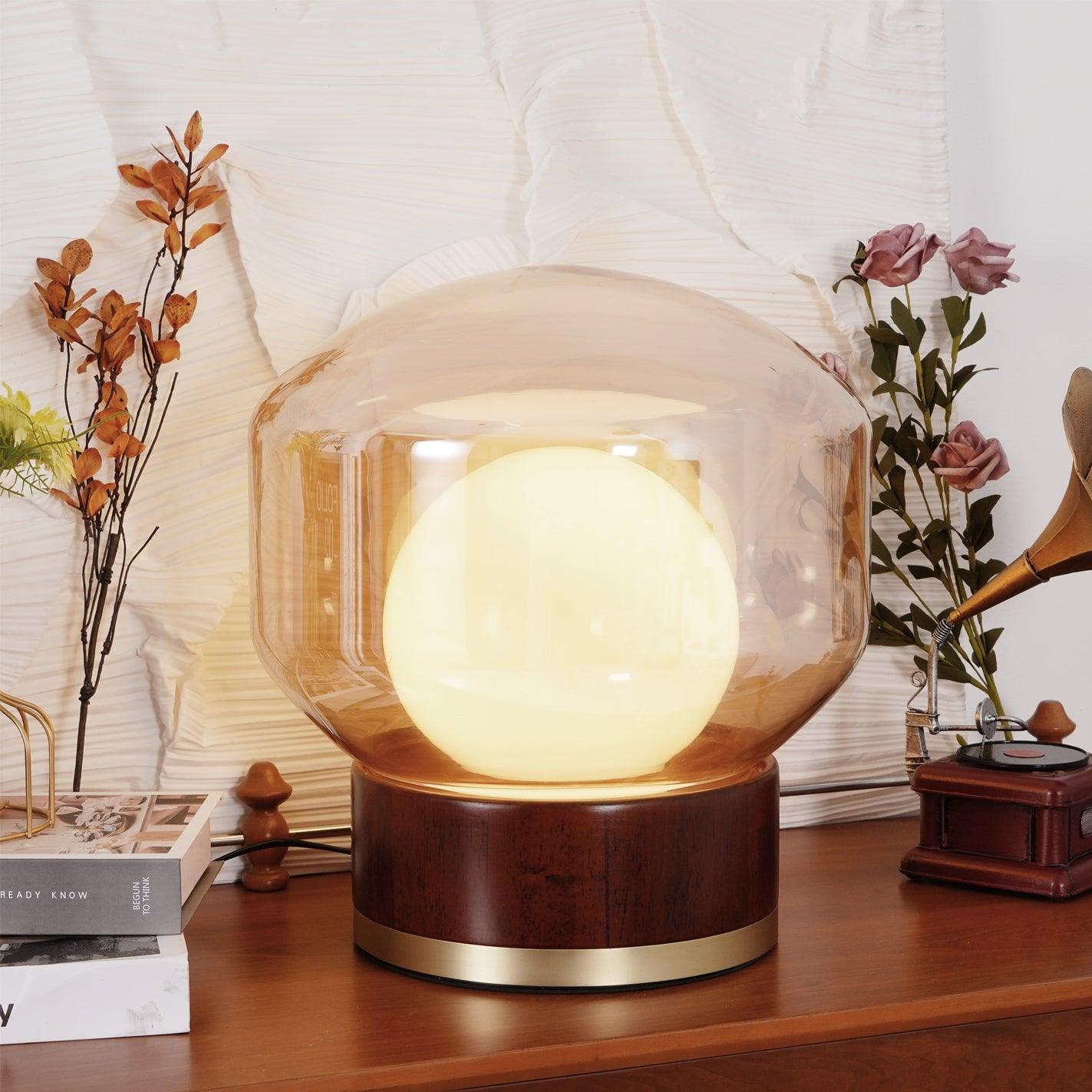 Eenvoudige creatieve houten bol tafellamp HL779