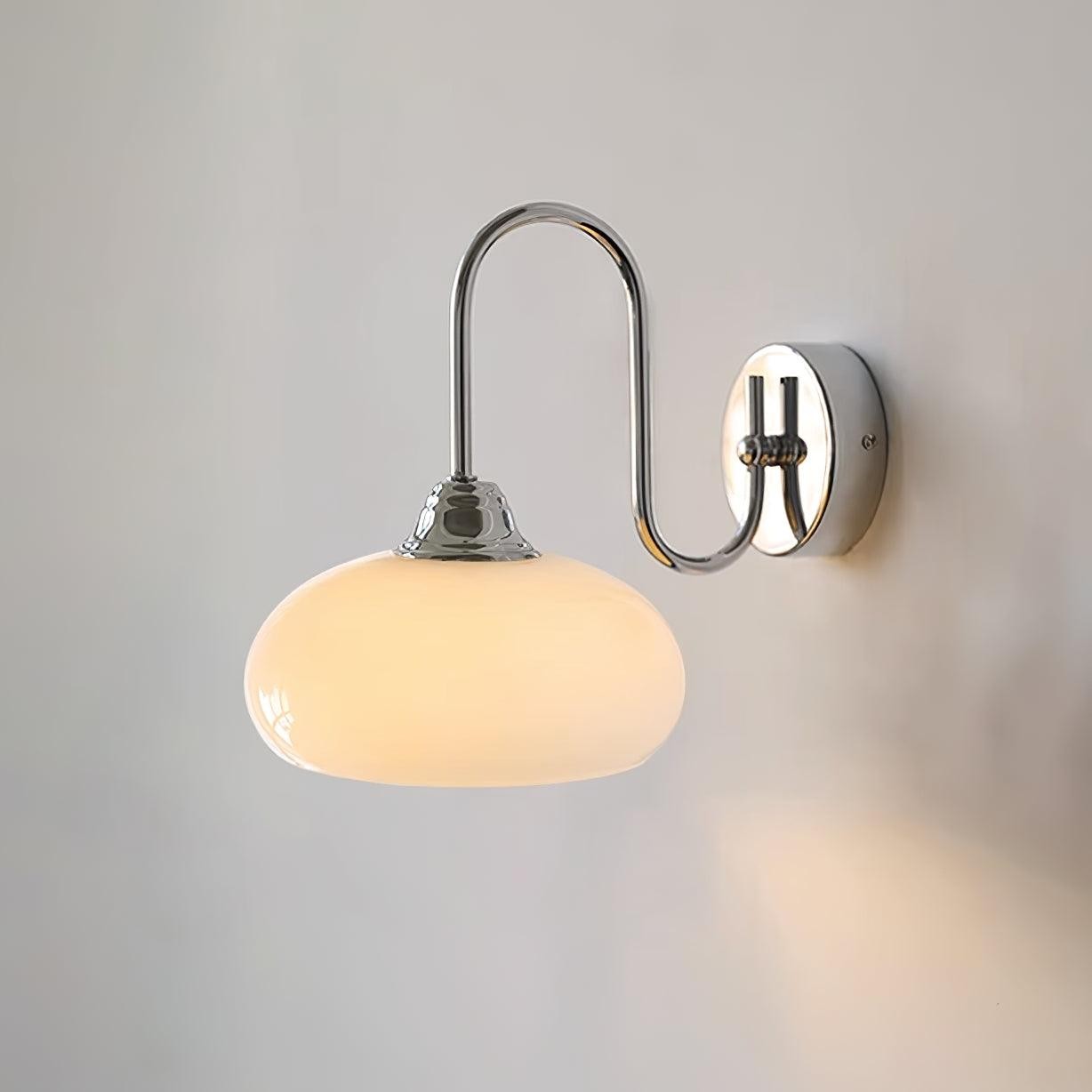 Bauhaus Wind Cream Glazen Kap Metalen Gebogen Paal Wandlamp HL958