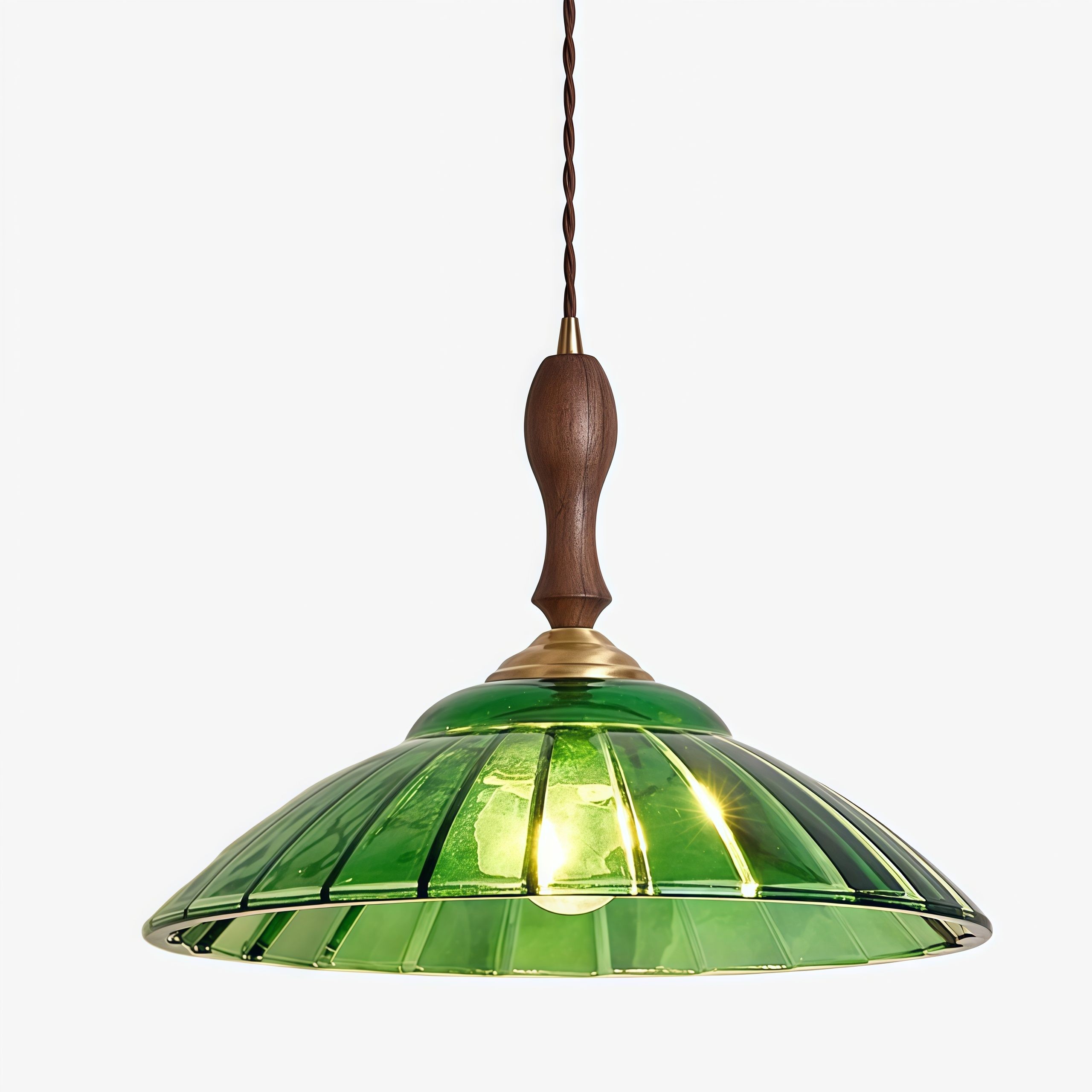 Elunaris Vintage Trompetvormige Hanglamp met Groene Glazen Kap voor de Eetkamer HL2455