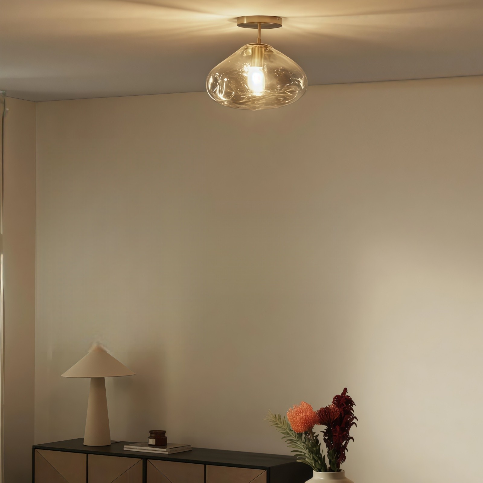 Moderne plafondlamp van chroomspiegelglas - minimalistische stijl voor woonkamer HL1054