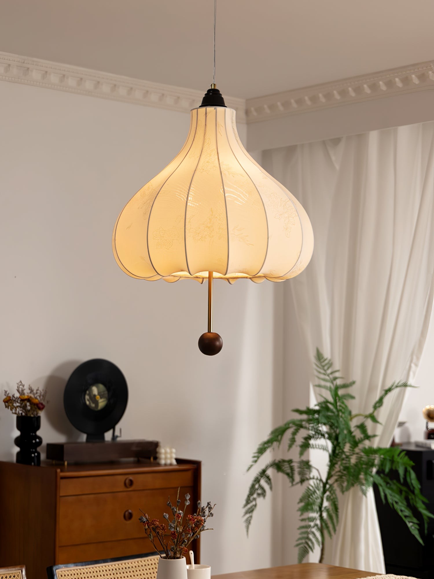 Retro Kastanje Stoffen Hanglamp HL495