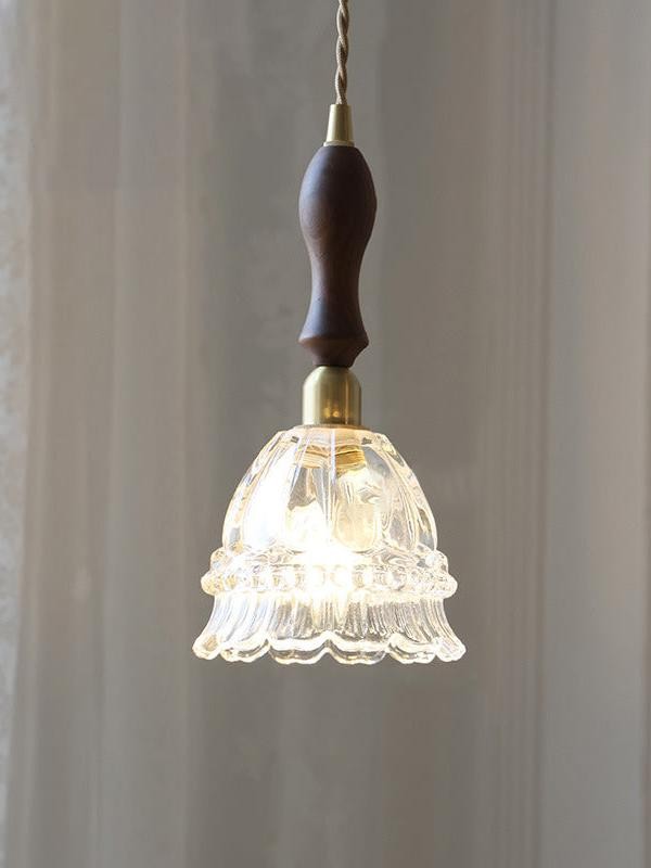 Franse pastorale kwallen glazen hanglamp HL935