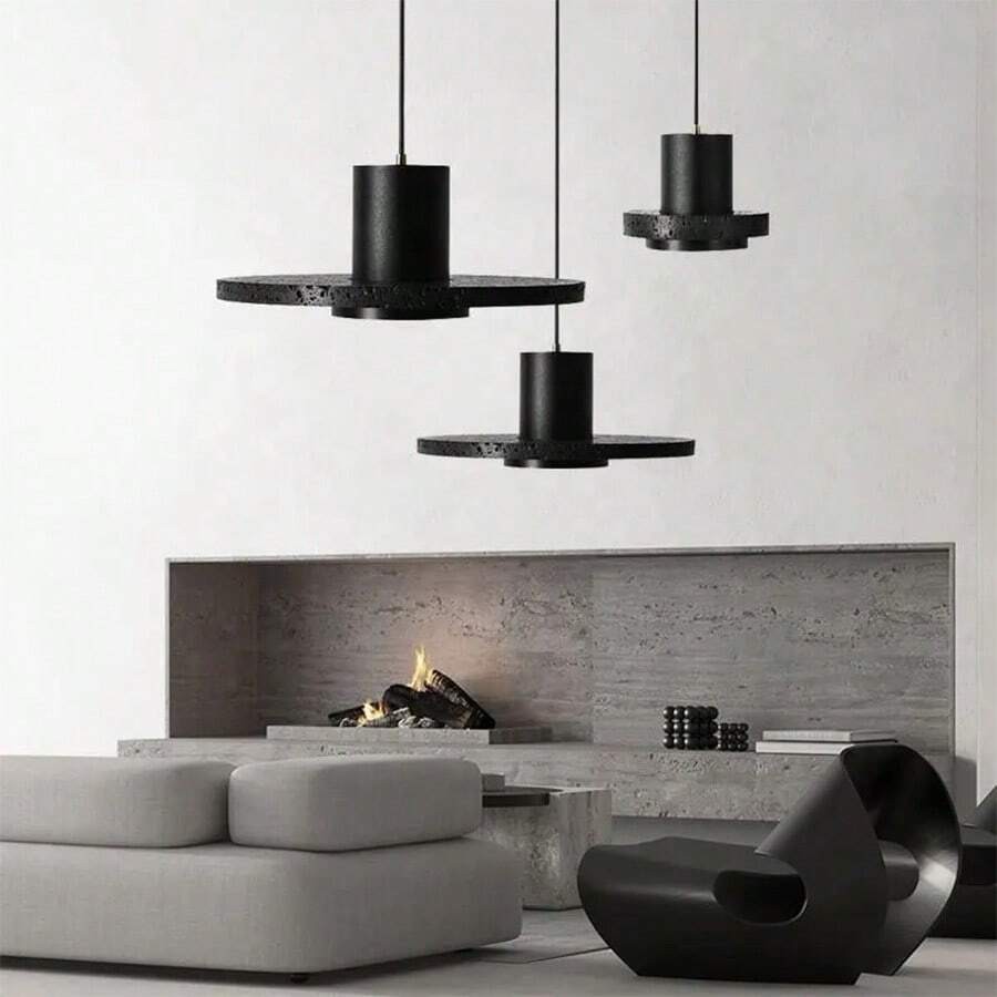 Retro zwarte stenen hanglamp HL929