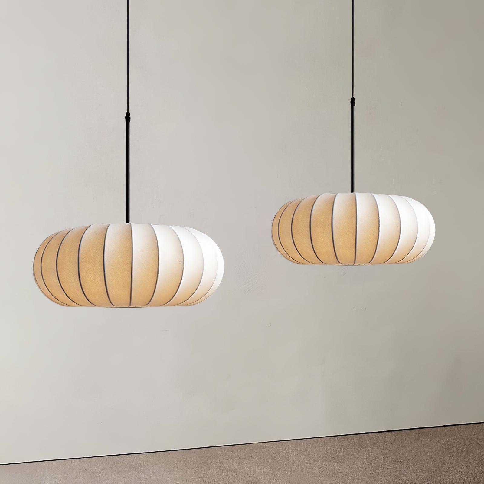 Eenvoudige Wabi-sabi witte lantaarn stoffen hanglamp HL852