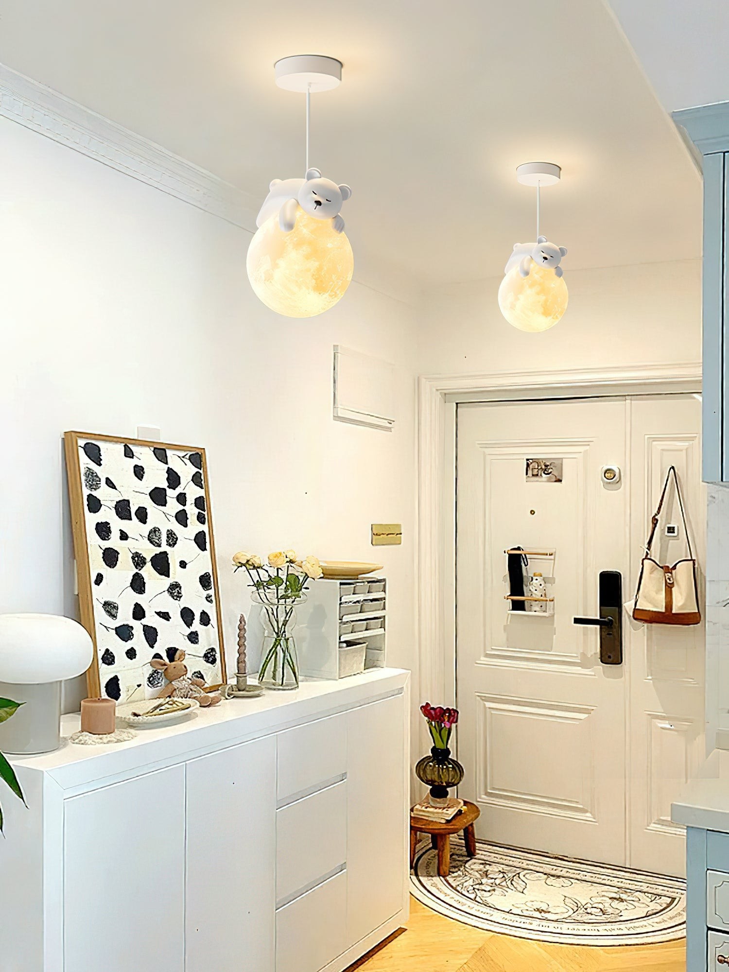Crèmekleurige hanglamp met dierenmotief HL1189