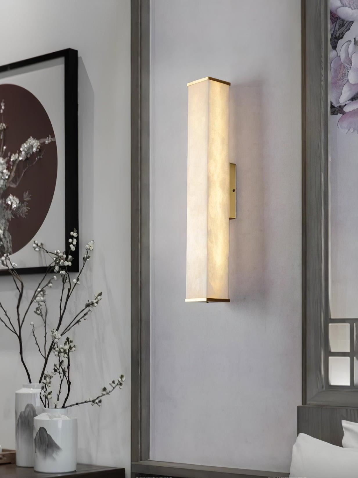 Kubusvormige albasten wandlamp HL2951