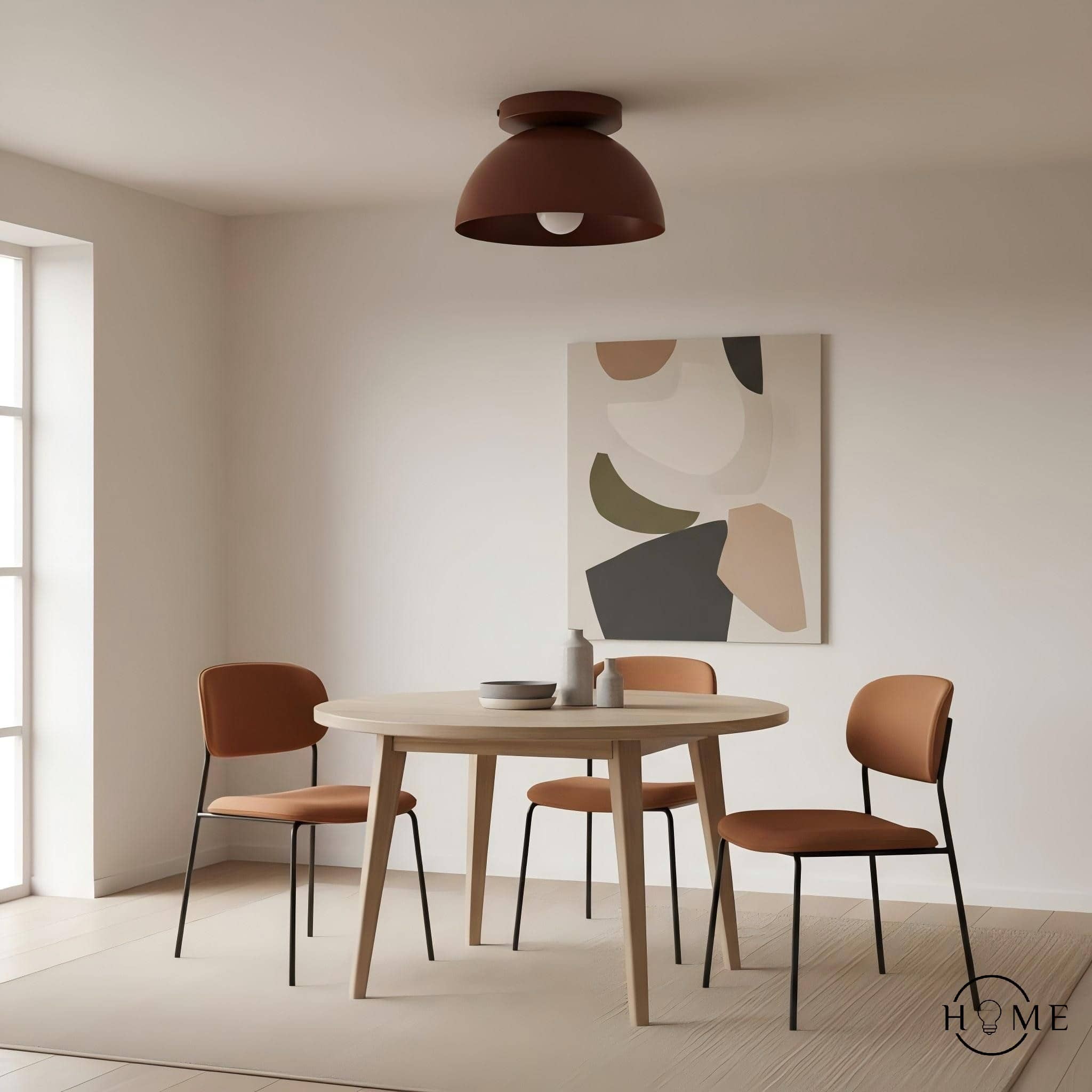 Metio Dome Shade Plafondlamp - Moderne Gekleurde Metalen Lamp voor Woonkamer en Slaapkamer HL1733
