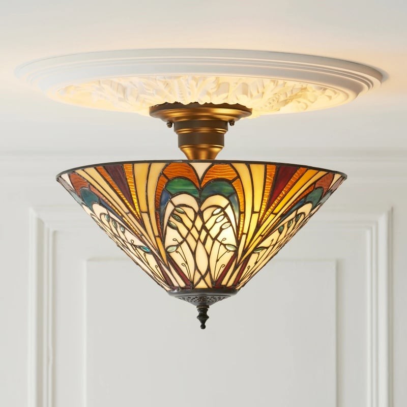 TF Hector Plafondlamp - Handgemaakt glas-in-lood design, half-inbouw of hanglamp voor thuis HL2217