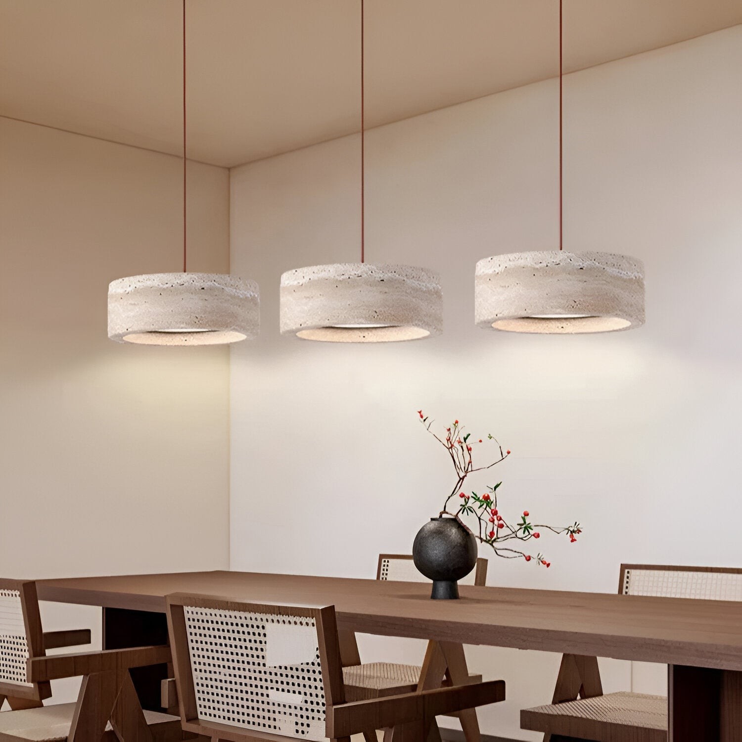 Hanglamp HL3487 in Wabi Sabi-stijl met travertijnsteen