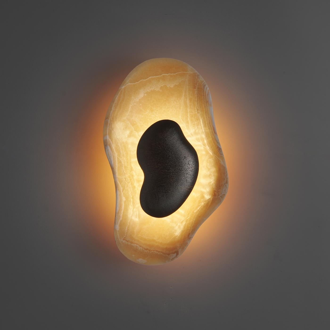 Wandlamp van gehamerd oesterkleurig onyx HL3278