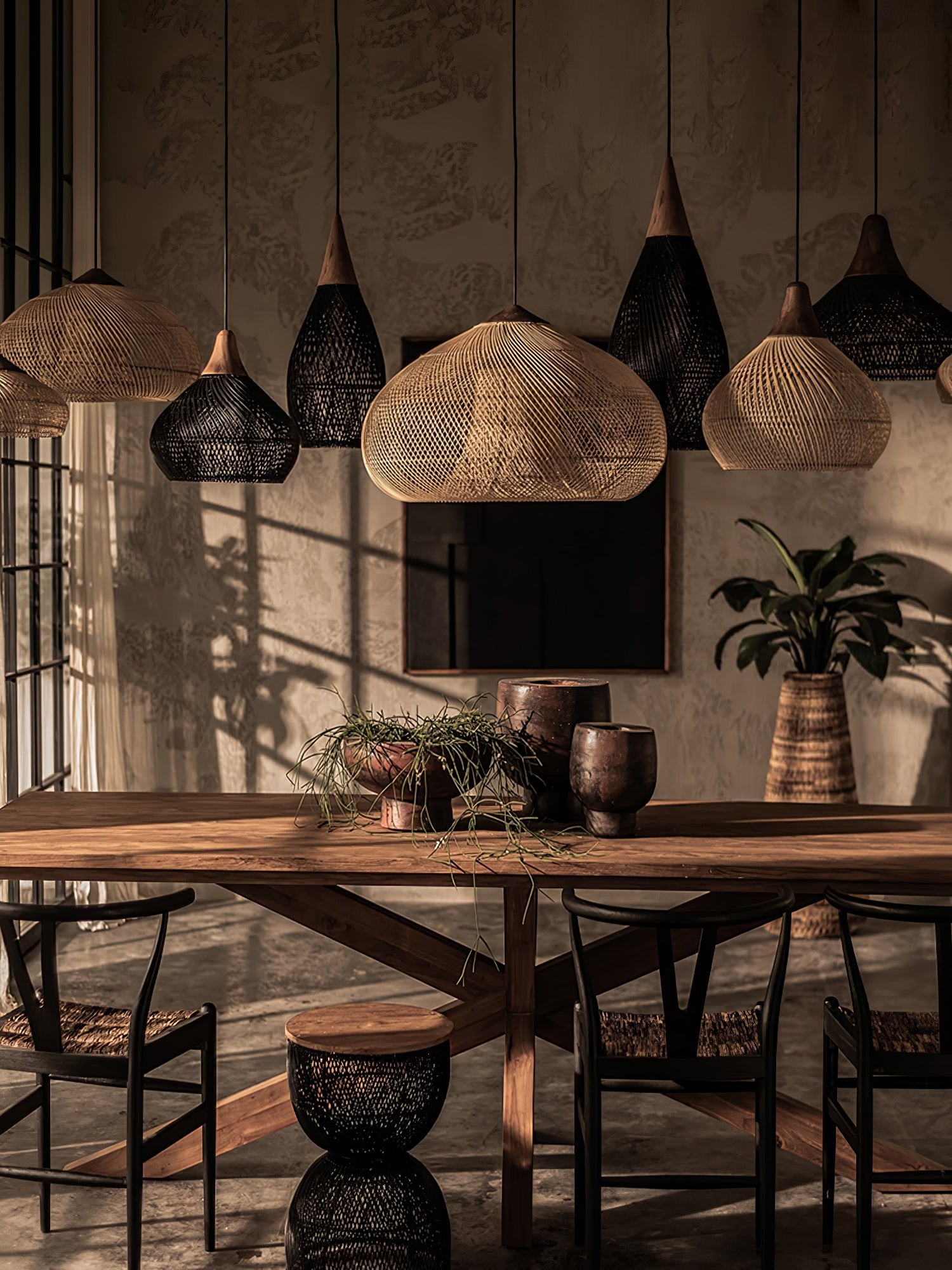 Harp gevlochten rotan hanglamp HL1402