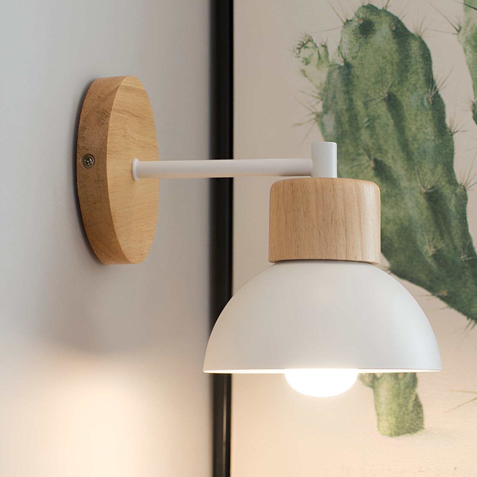 Nordic Wood Iron Shade Japandi Wandlamp HL1293