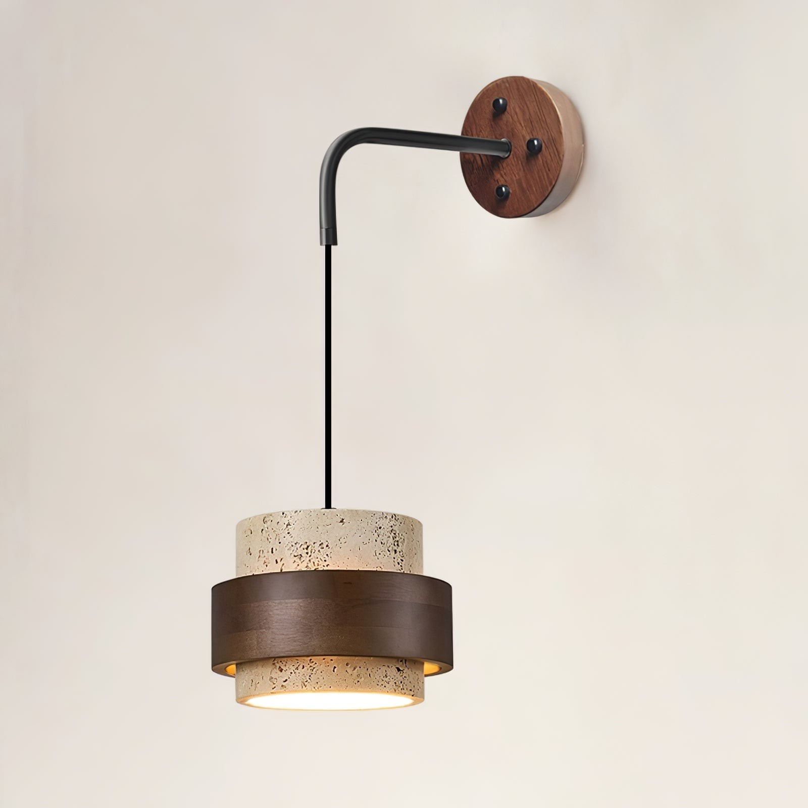 Stonova Travertine Emmer Houten Ring Wandlamp HL1114
