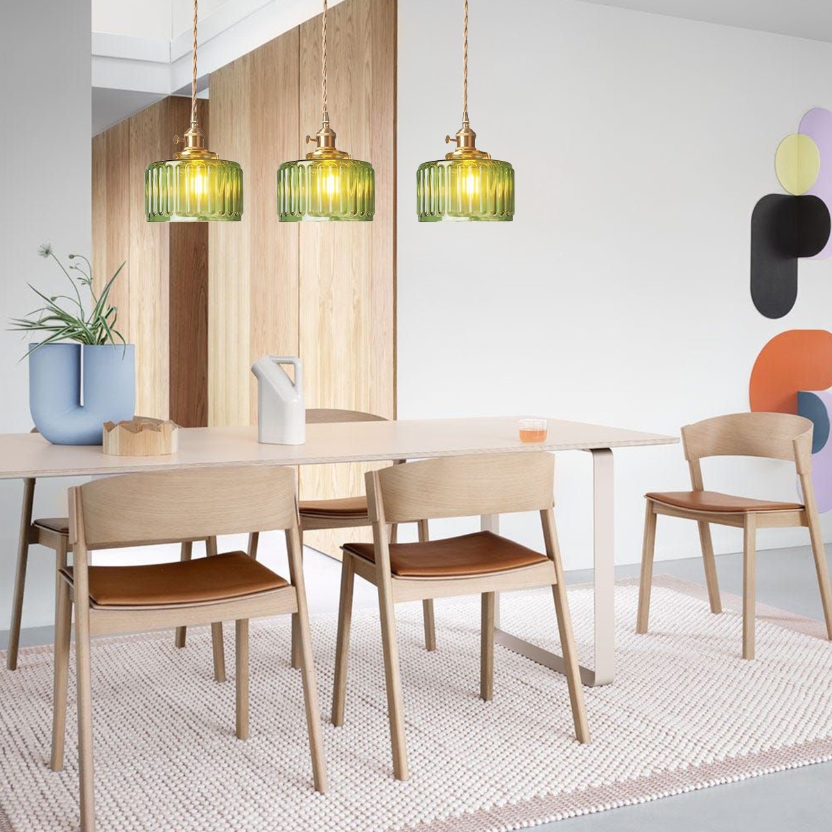 Retro Korte Cilinder Golvende Glazen Hanglamp HL315
