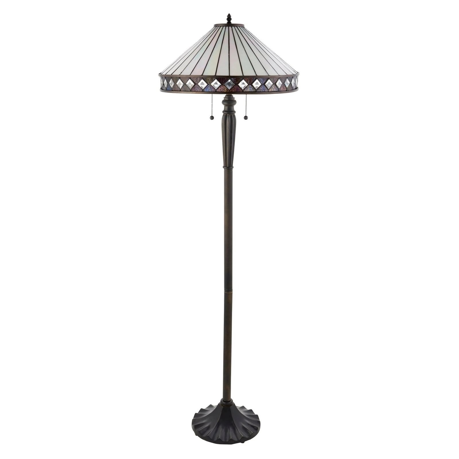 TF Fargo Geometrische Lamp in Tiffany-stijl - Amberkleurig en crèmekleurig glas, accentverlichting voor slaapkamer of