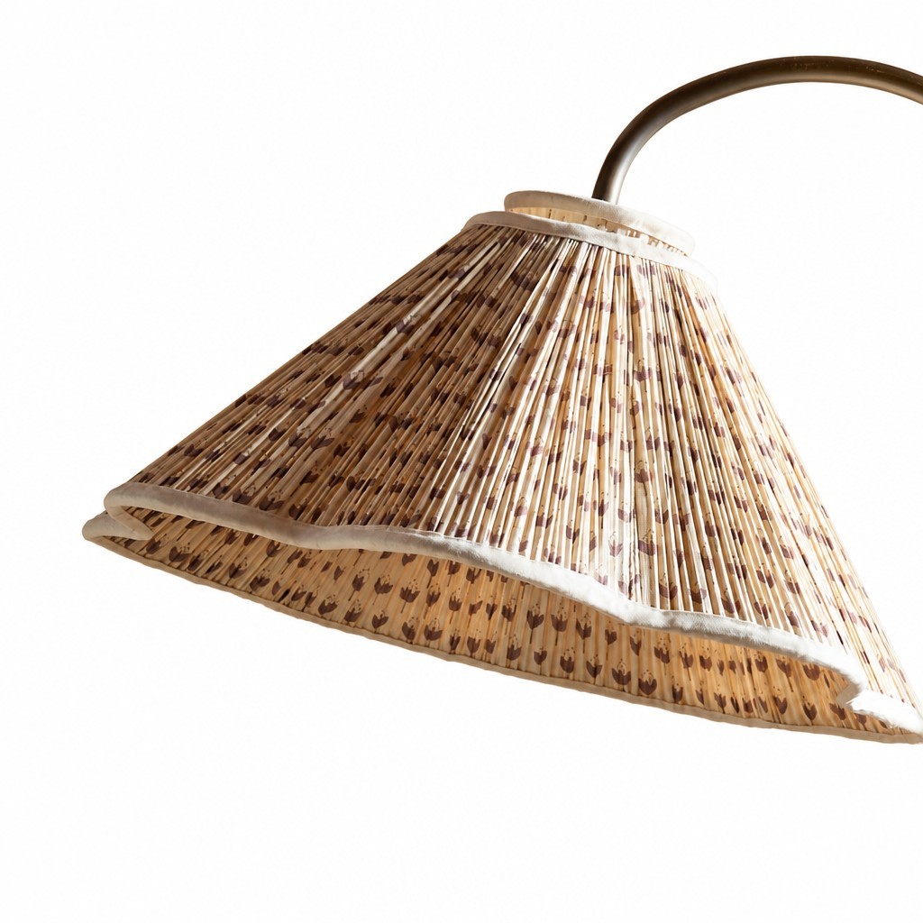 Veslin Elegante Vloerlamp met Bloemenmotief en Zwanenhals - Lamp met Bloemenmotief en Linnen Kap voor de Woonkamer HL3536