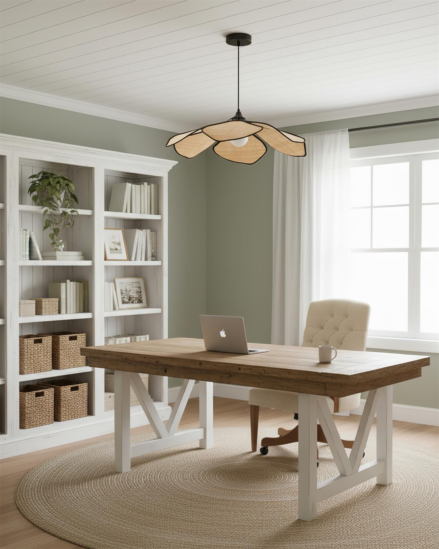 Hanglamp met raffia bloemblaadjes HL2804