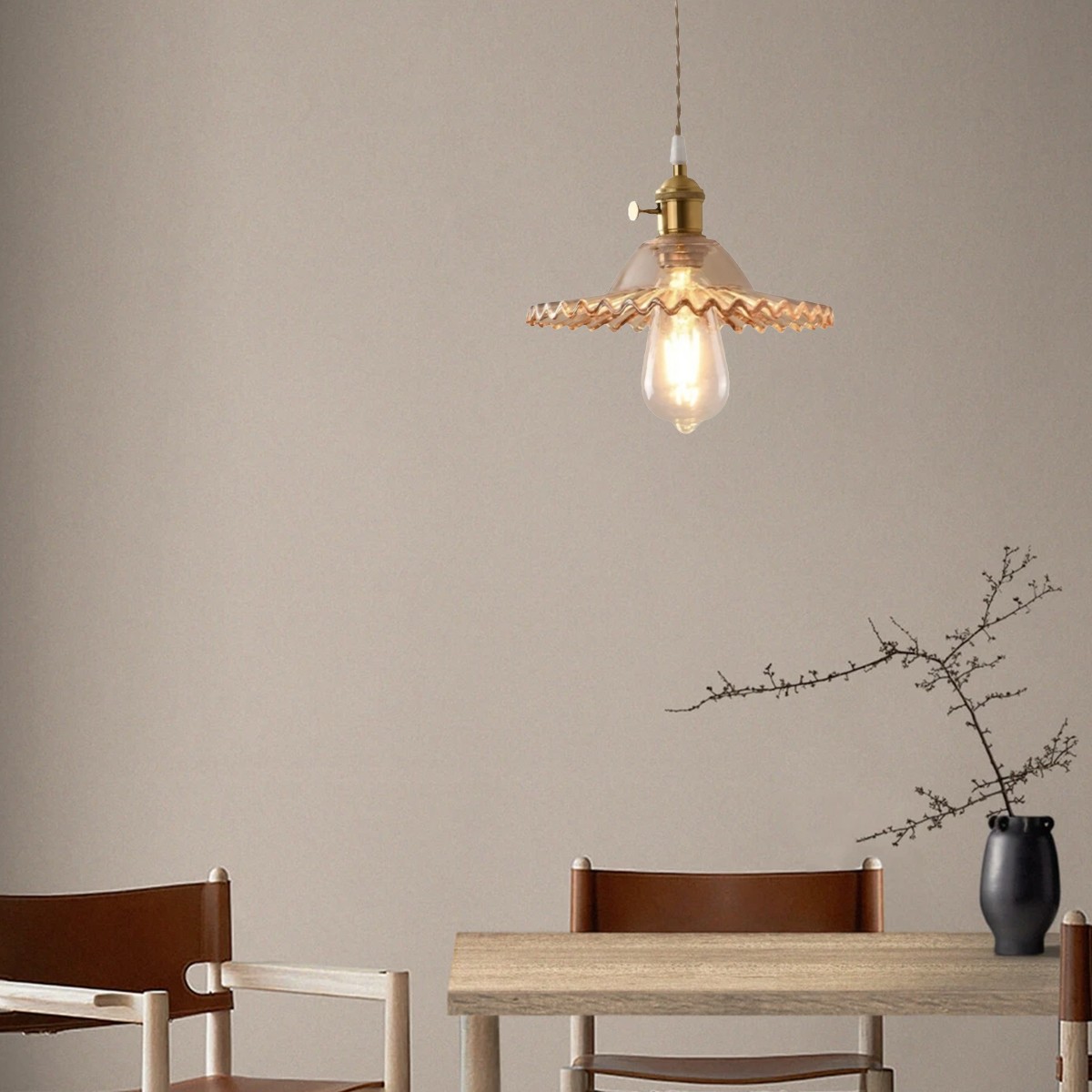 Nordic Bloemblaadje Geplooide Glazen Hanglamp HL286