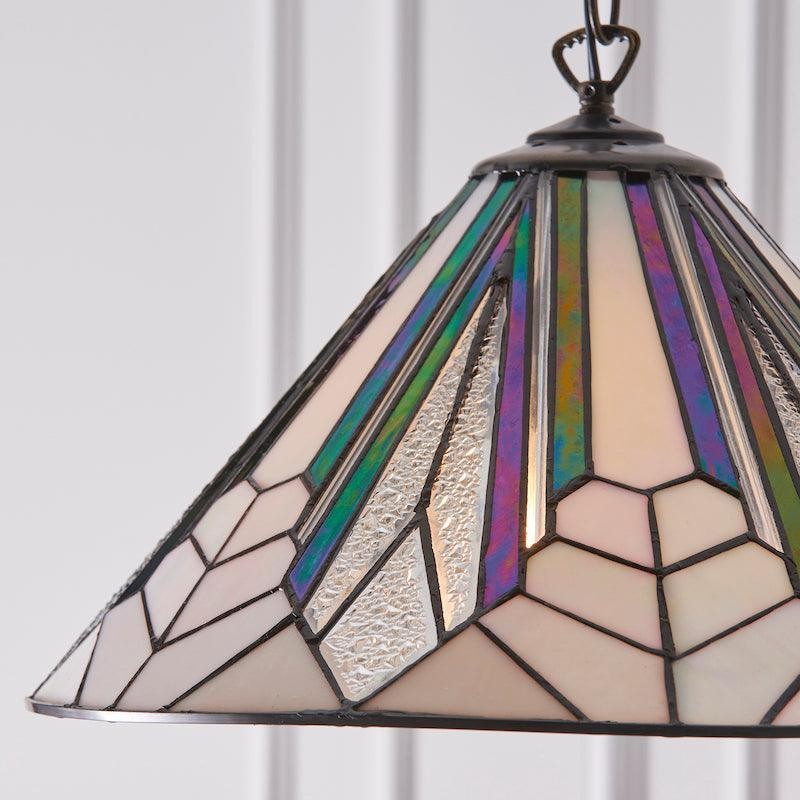 TF Astoria Tiffany plafondpendel - Geometrisch glazen ontwerp met reliëf voor de woonkamer HL2236