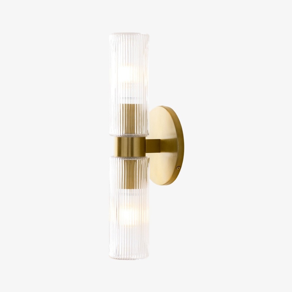 Rivora gecanneleerde glazen dubbele korte wandlamp - binnen- en buitenwandlamp Elegance HL1615