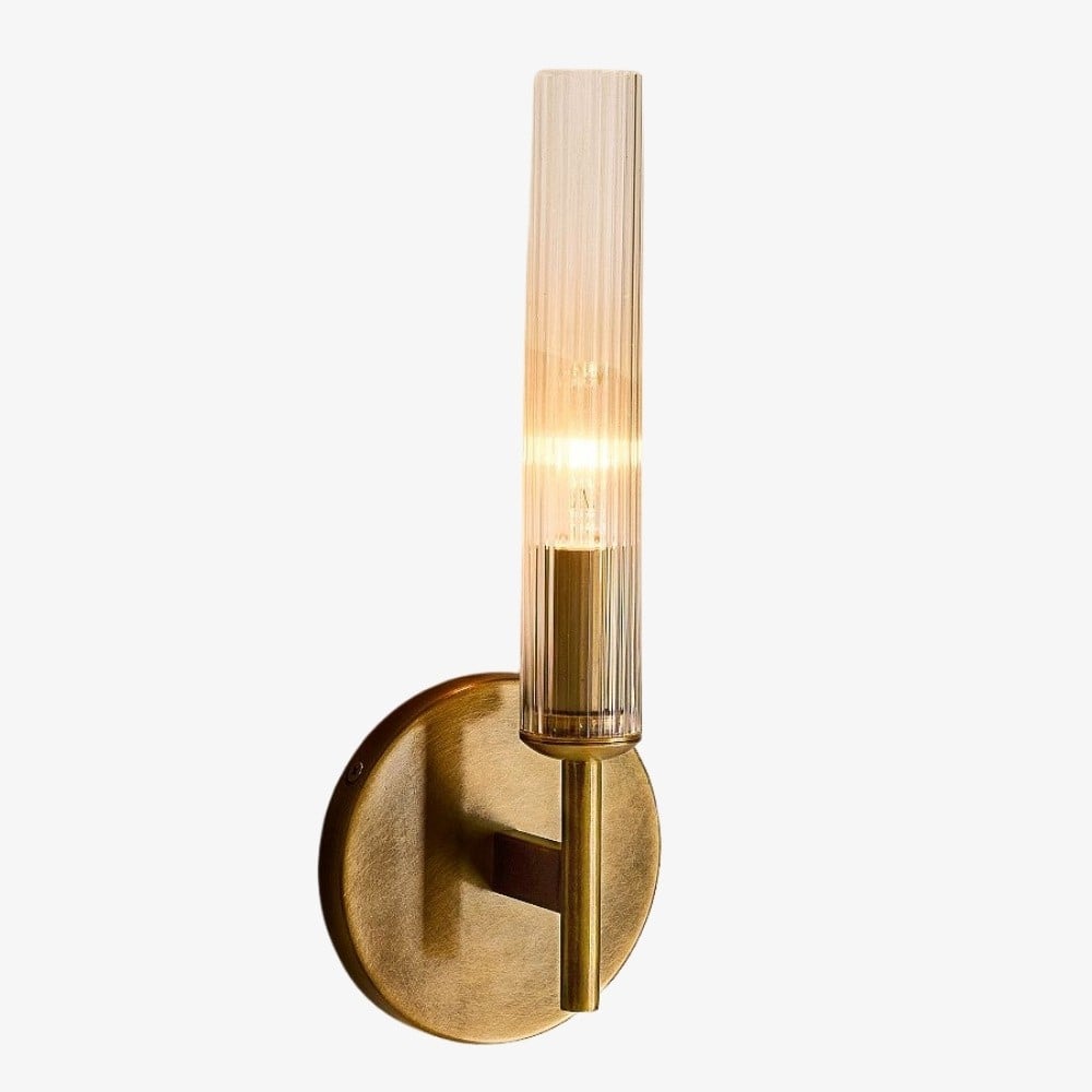 Bravira geribbelde glazen wandlamp - buisvormige metalen lamp met klassieke afwerking HL1554