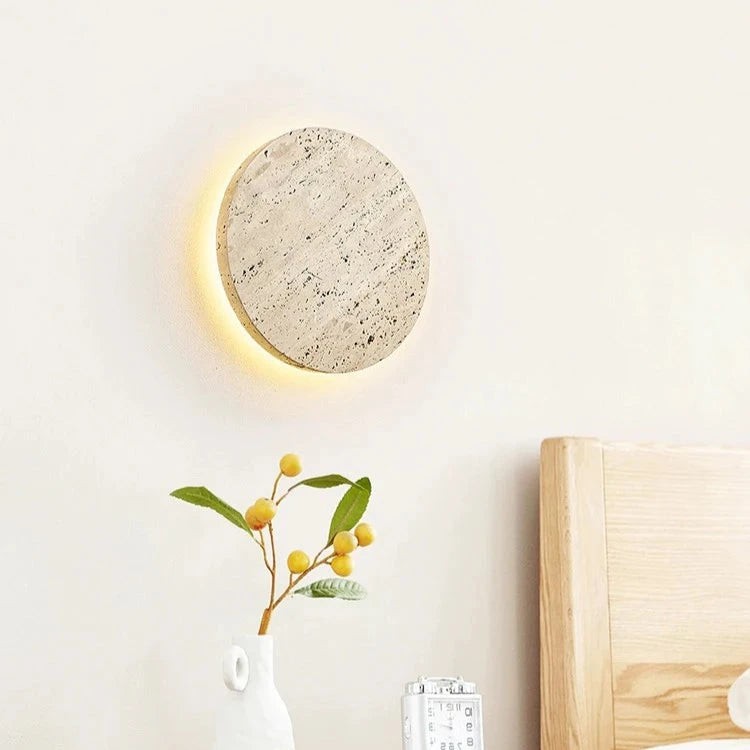 Travertijn stenen ronde wandlamp HL1270
