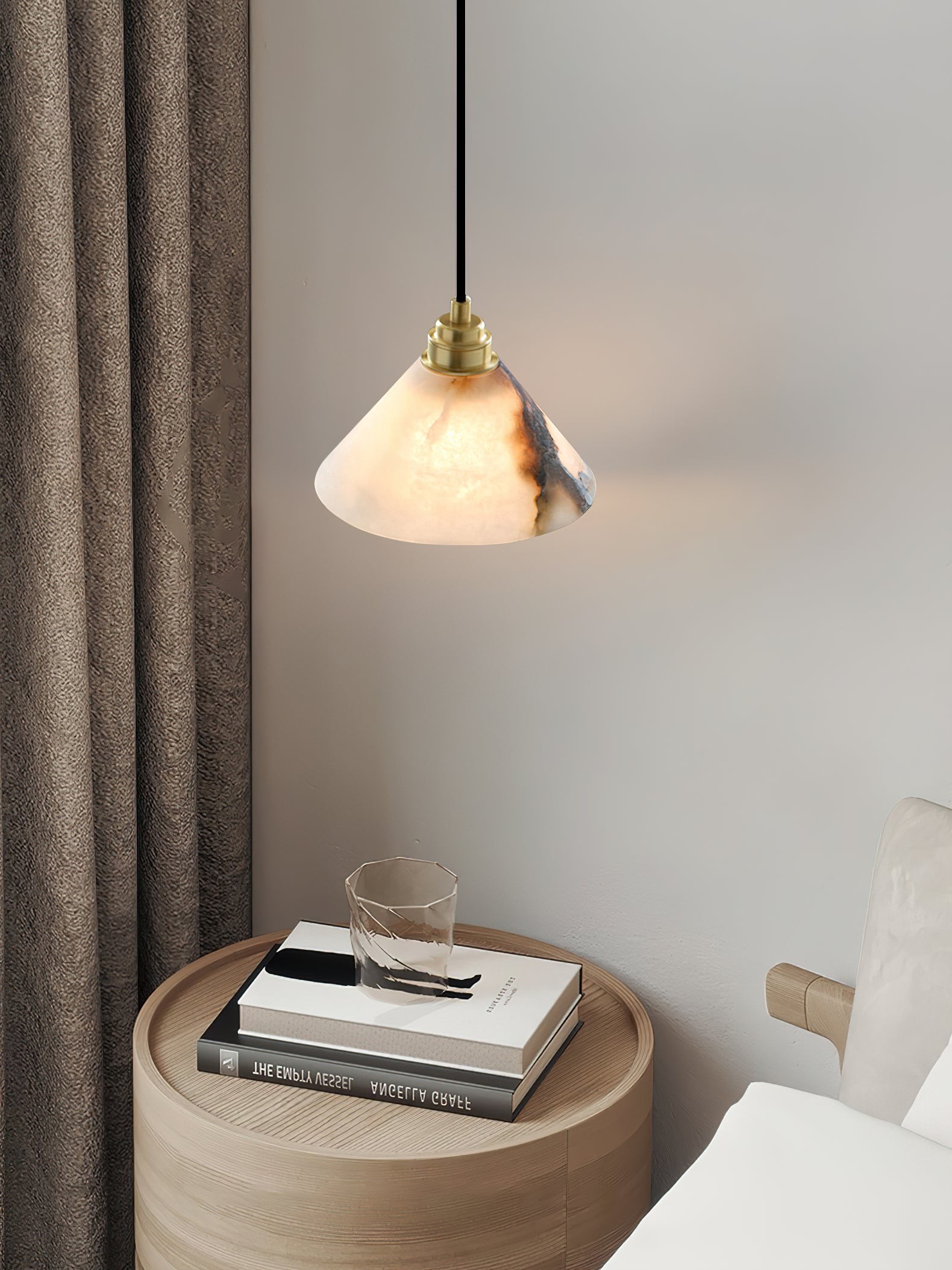 Conische messing albasten hanglamp HL2978