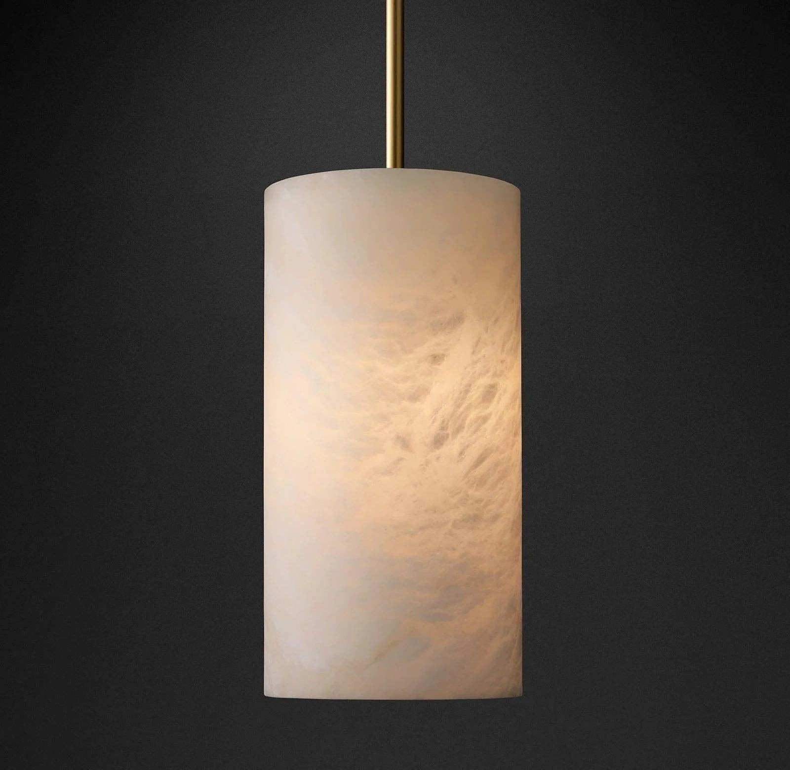 Handgesneden albasten cilinder hanglamp HL1418