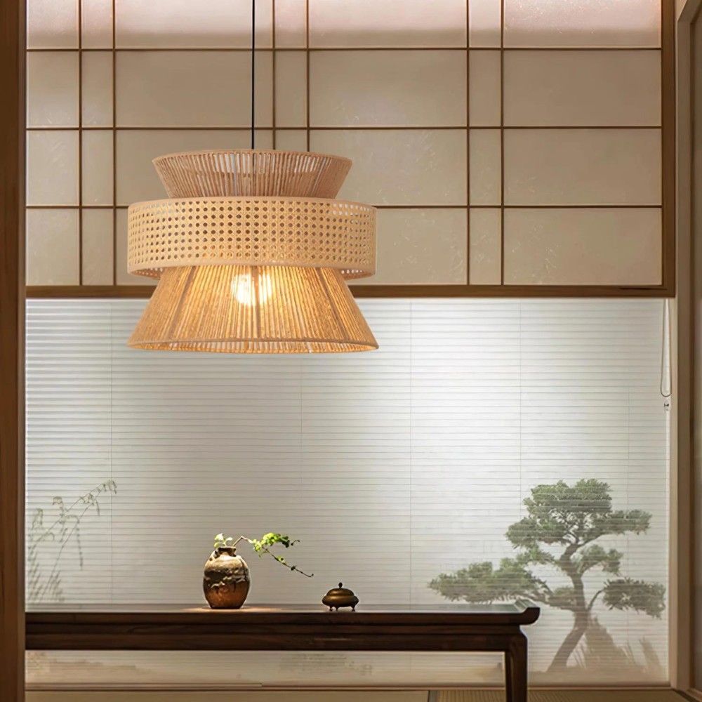 Handgeweven henneptouw rotan hanglamp HL3366