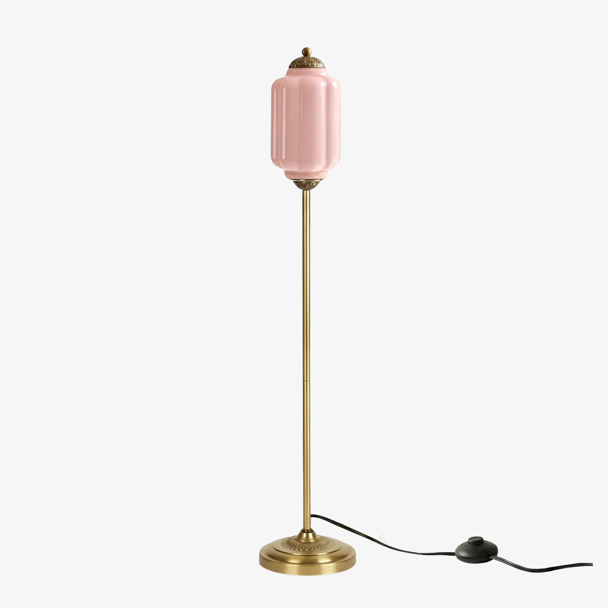 Eloise Vloerlamp van getextureerd glas in pompoenvorm - Organisch artistiek ontwerp en retrostijl voor de woonkamer HL2510