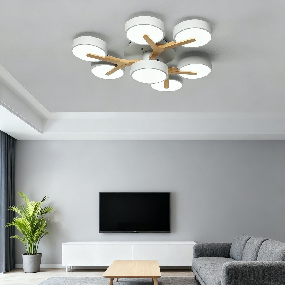 Nordic Disc Wood Plafondlamp - LED Semi-Flush Mount voor Slaapkamer HL1353