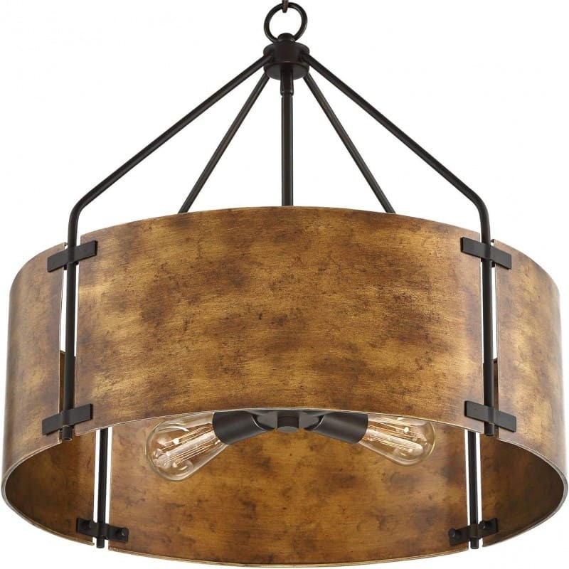 Vintage Messing Trommel Hanglamp - Verouderd Metaal en Warme Gloed HL1016